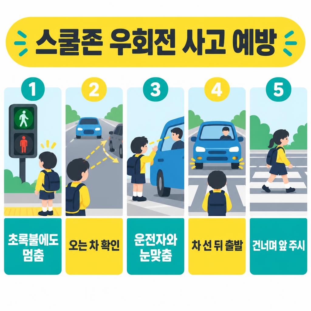 스쿨존 우회전 사고 예방 5가지, 아이 횡단보도 교육법