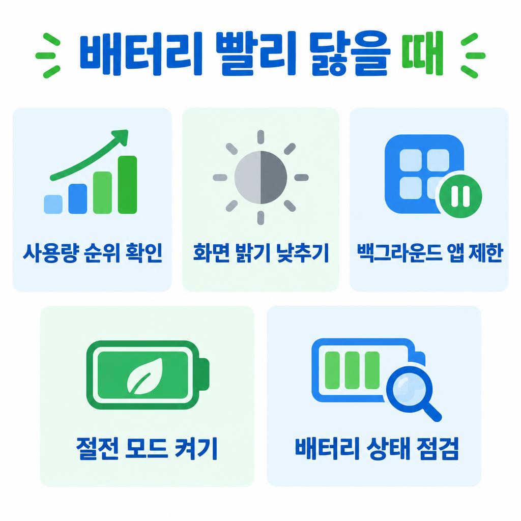 스마트폰 배터리 빨리 닳을 때 확인할 5가지 인포그래픽