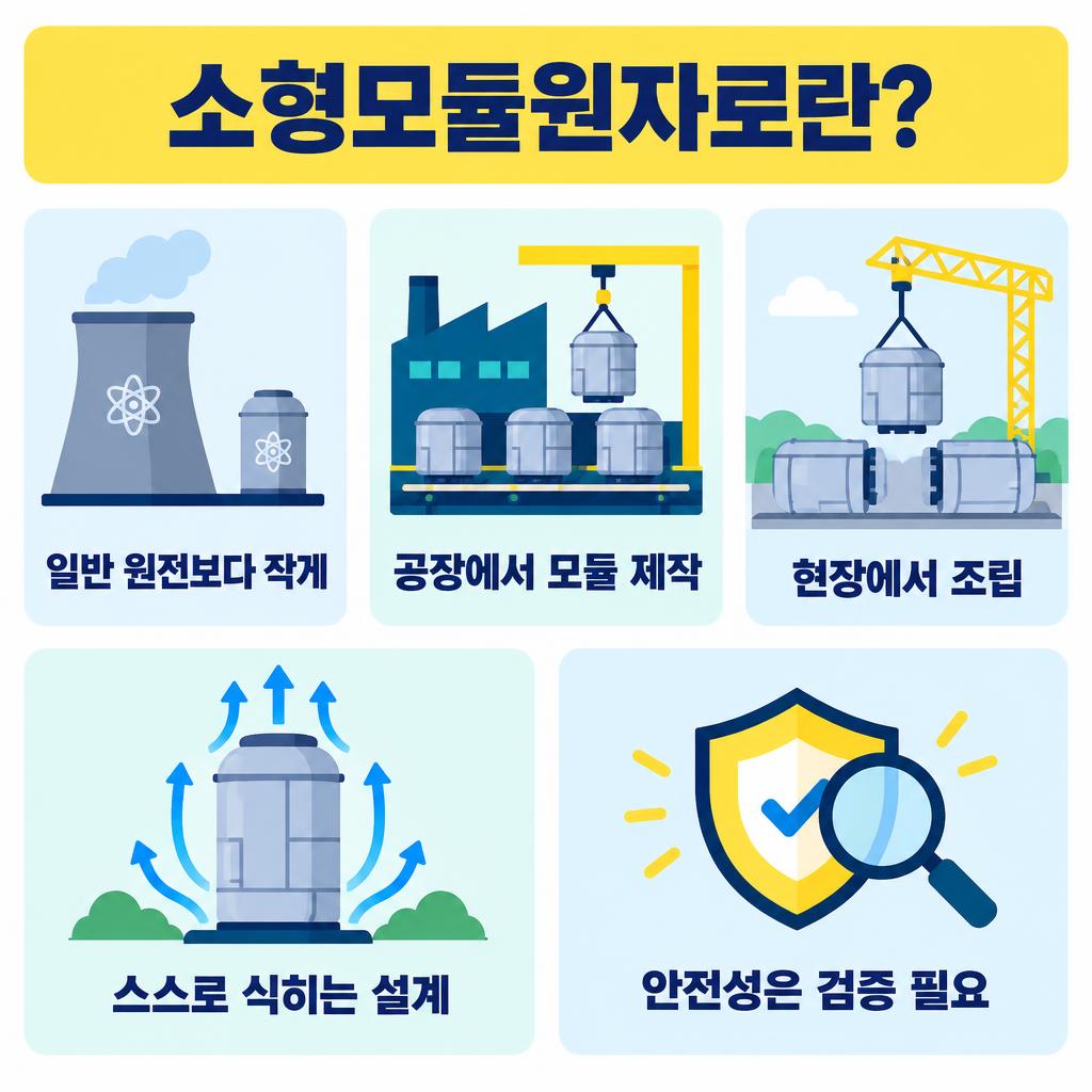 소형모듈원자로 SMR과 일반 원전 차이를 비교한 인포그래픽