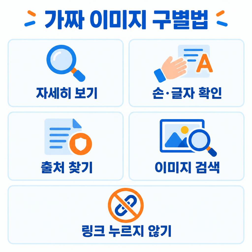 AI 가짜 이미지 구별하는 5가지 확인 기준 인포그래픽
