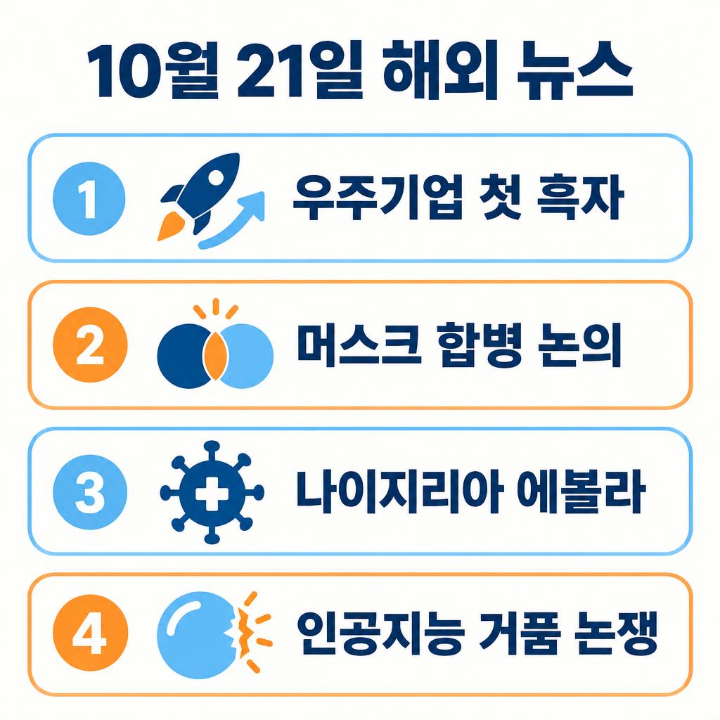 10월 21일 해외 뉴스 10건을 정리한 인포그래픽