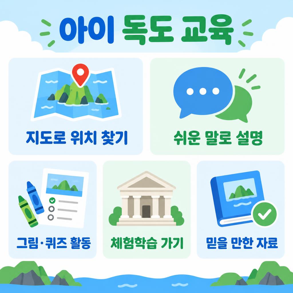 초등학생 독도 교육 5단계를 정리한 인포그래픽
