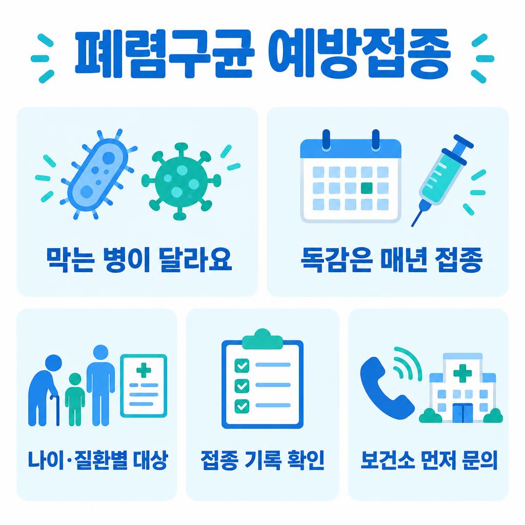 폐렴구균 백신과 독감 백신 차이, 접종 전 확인 사항 인포그래픽