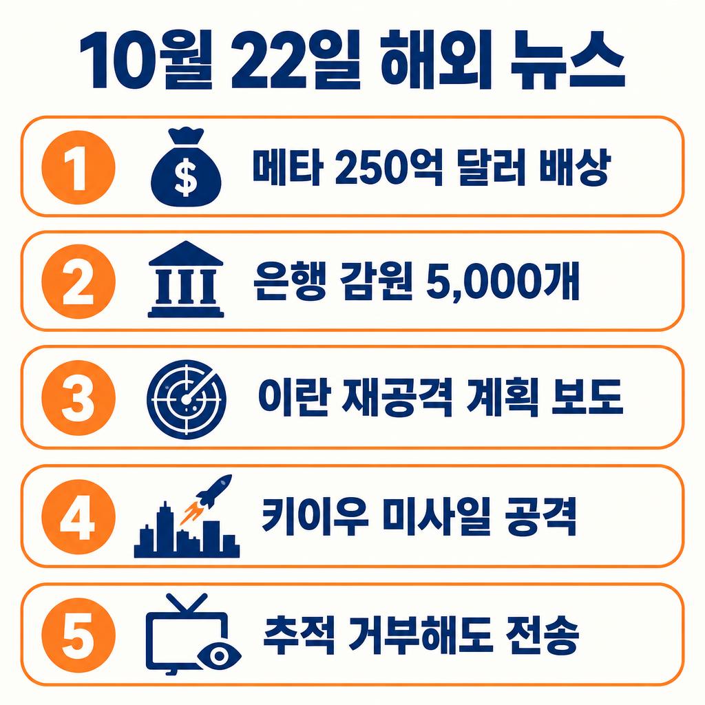 10월 22일 해외 뉴스 10건을 정리한 인포그래픽