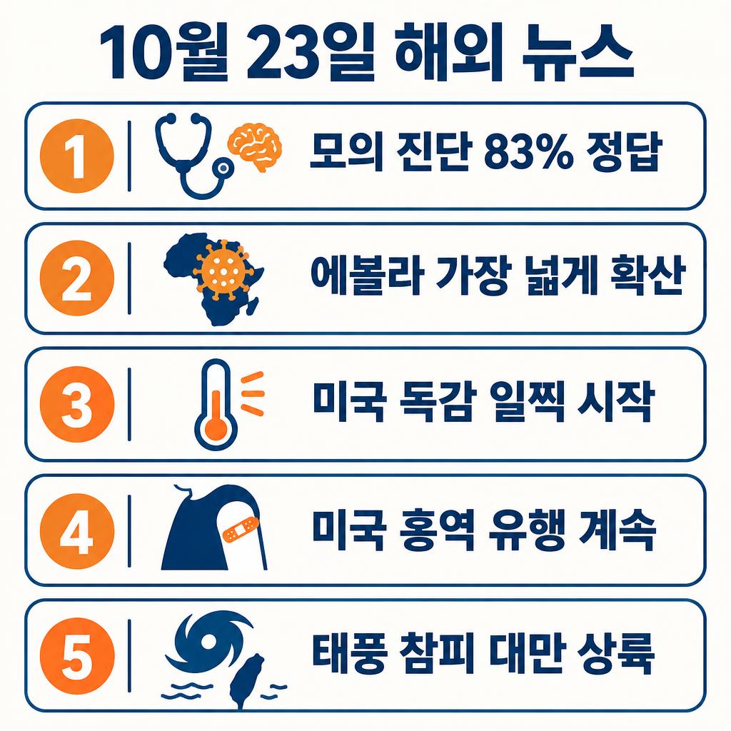 10월 23일 해외 뉴스 10건을 정리한 인포그래픽