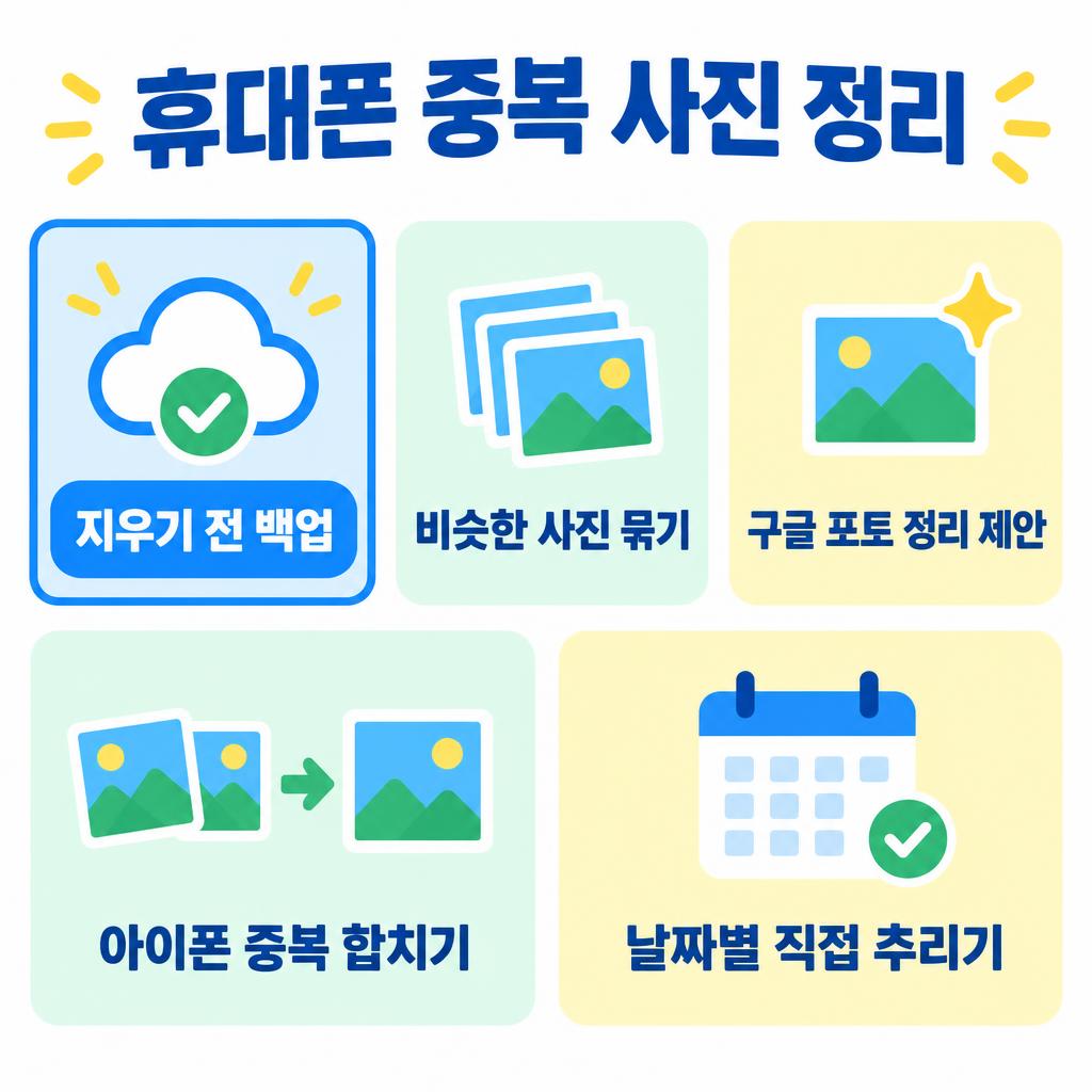 휴대폰 중복 사진 정리 4가지 방법 인포그래픽