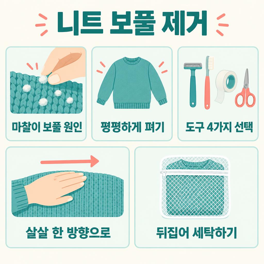 니트 보풀 제거 4가지 방법 인포그래픽