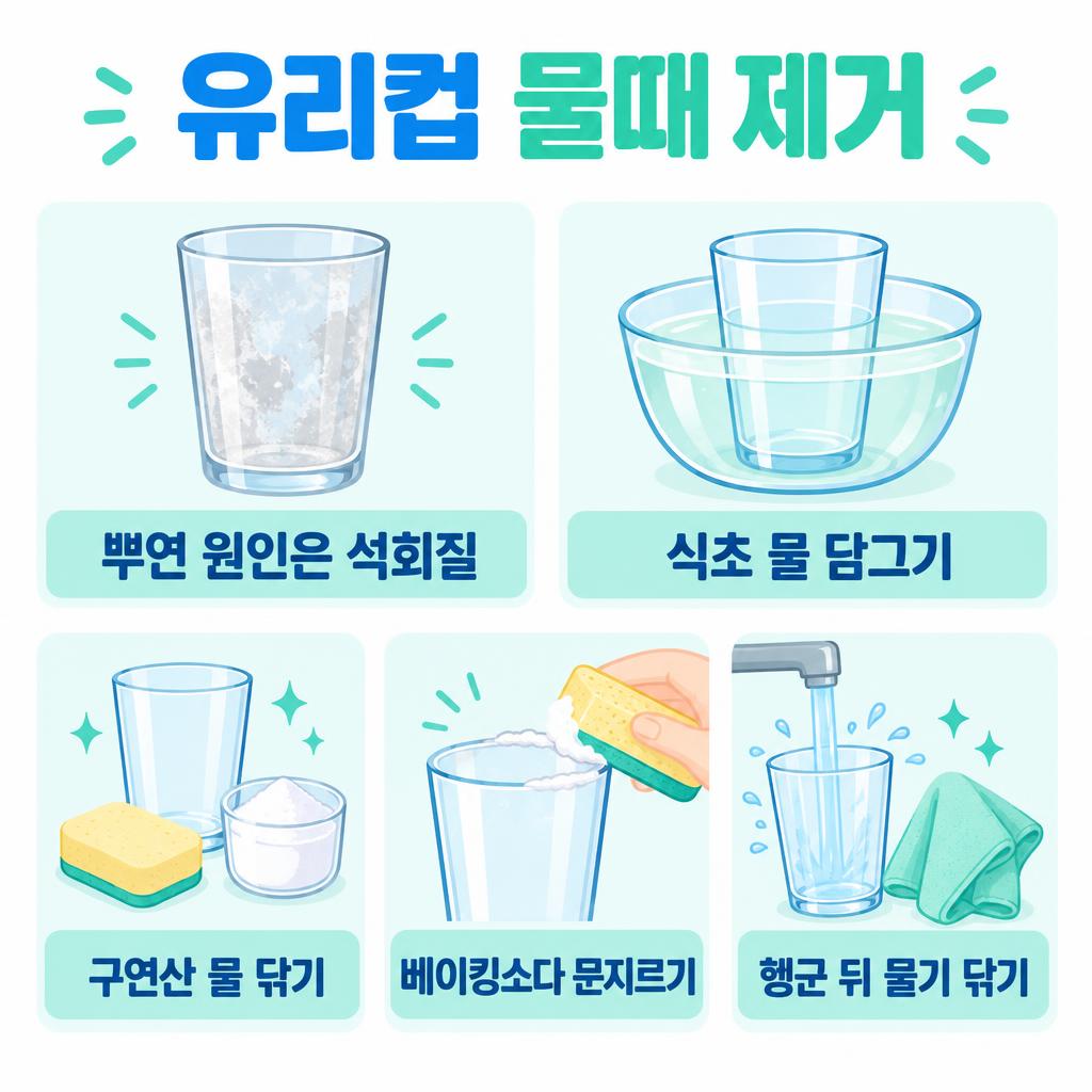 유리컵 뿌연 물때 제거 3가지 방법 인포그래픽