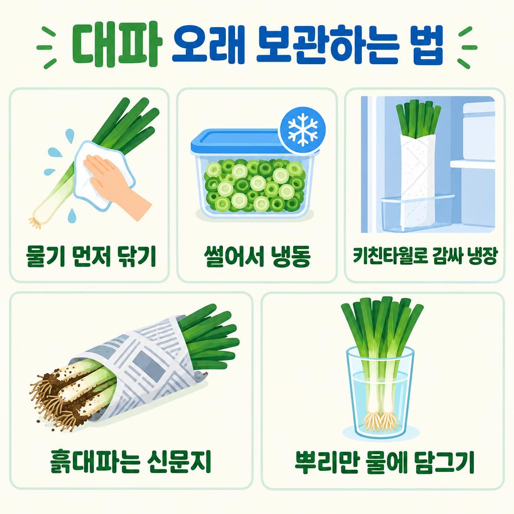 대파 오래 보관하는 4가지 방법 인포그래픽