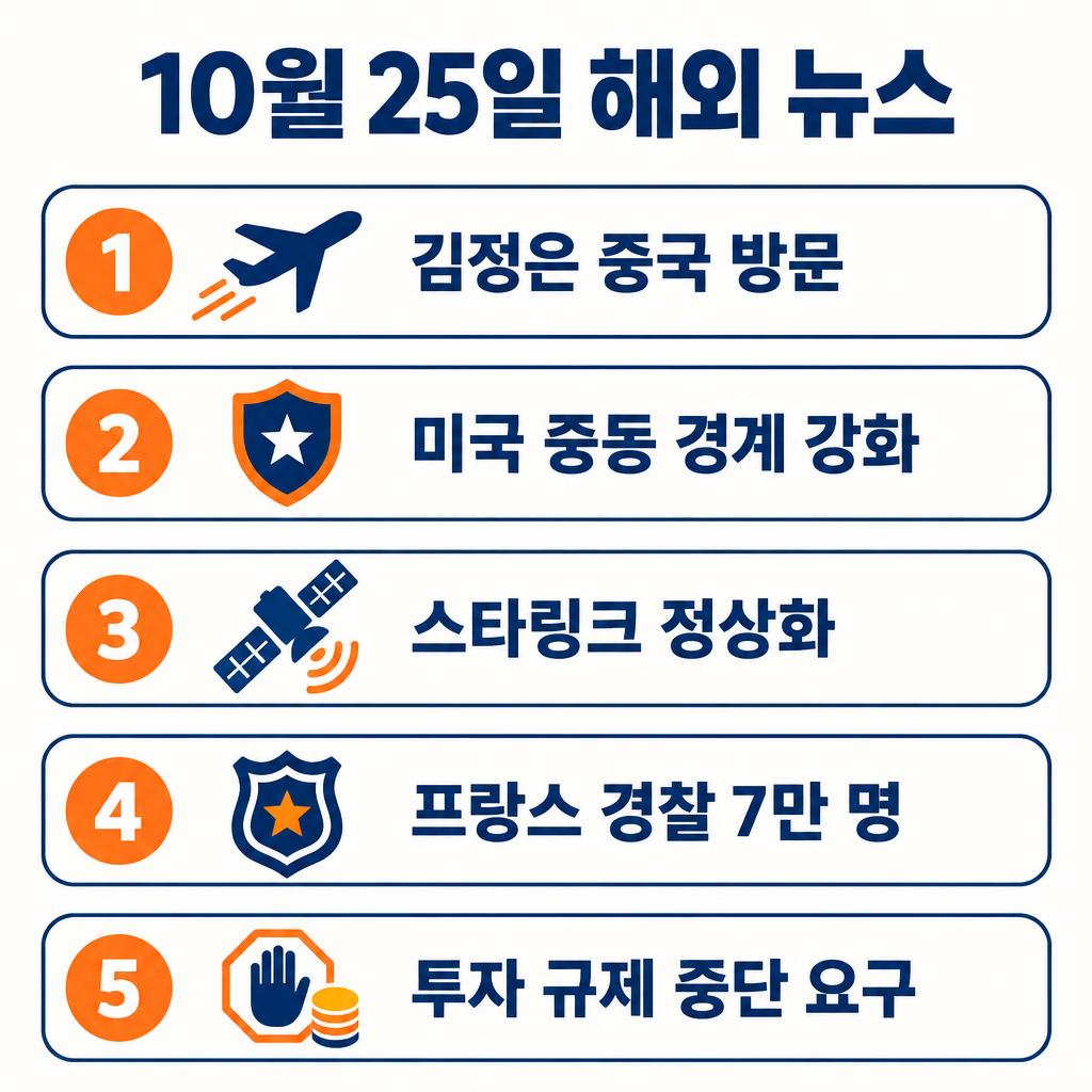 10월 25일 해외 뉴스 5건을 정리한 인포그래픽