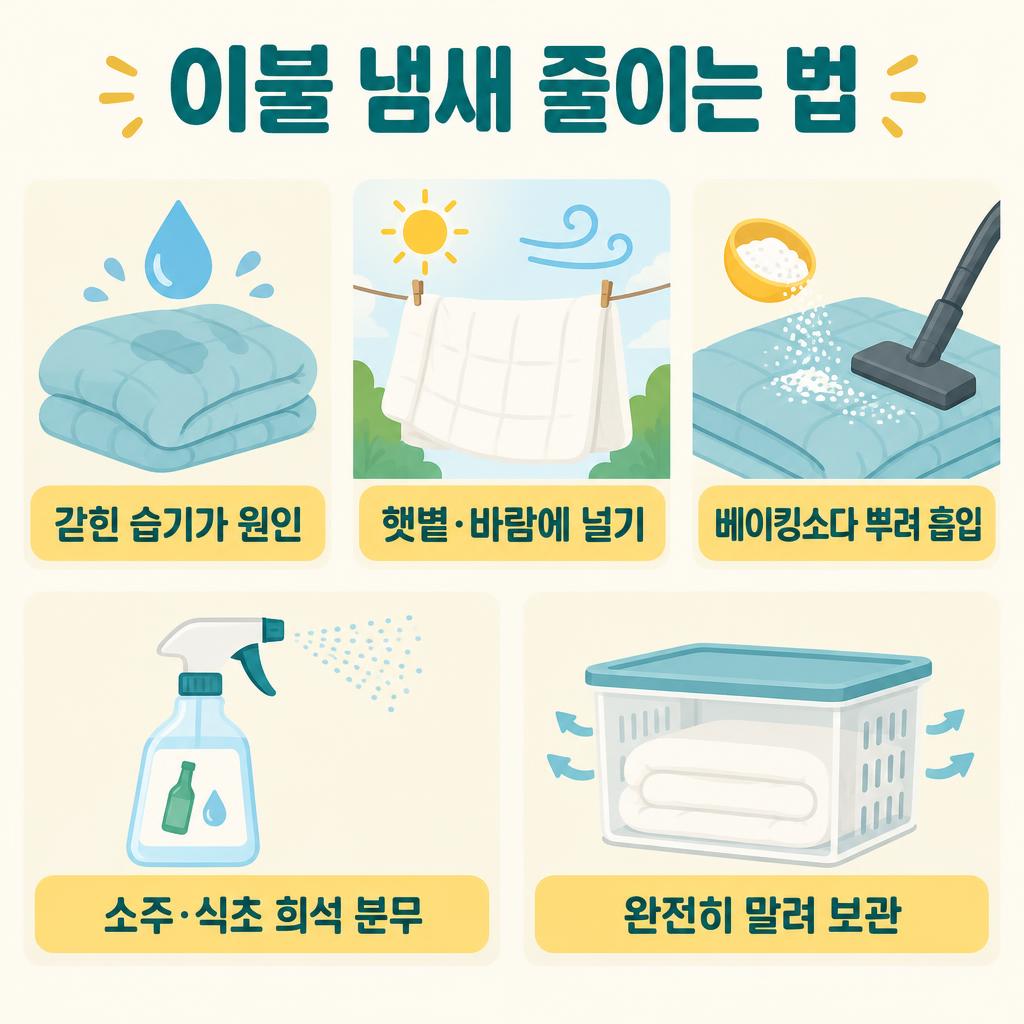 이불 냄새 없애는 3가지 방법 인포그래픽