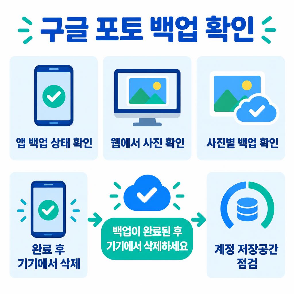 구글 포토 백업 확인 3가지 방법 인포그래픽
