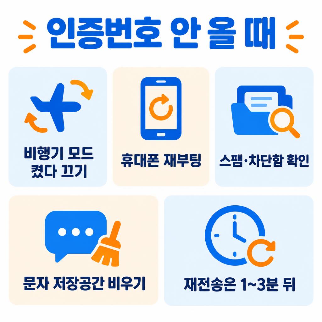 인증번호 안 올 때 해결 4가지 방법 인포그래픽