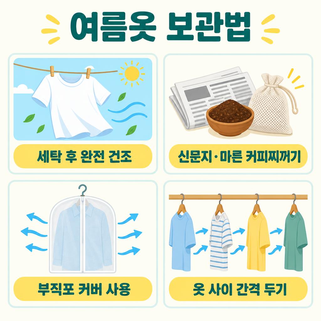 여름옷 곰팡이 없이 보관하는 4가지 방법 인포그래픽