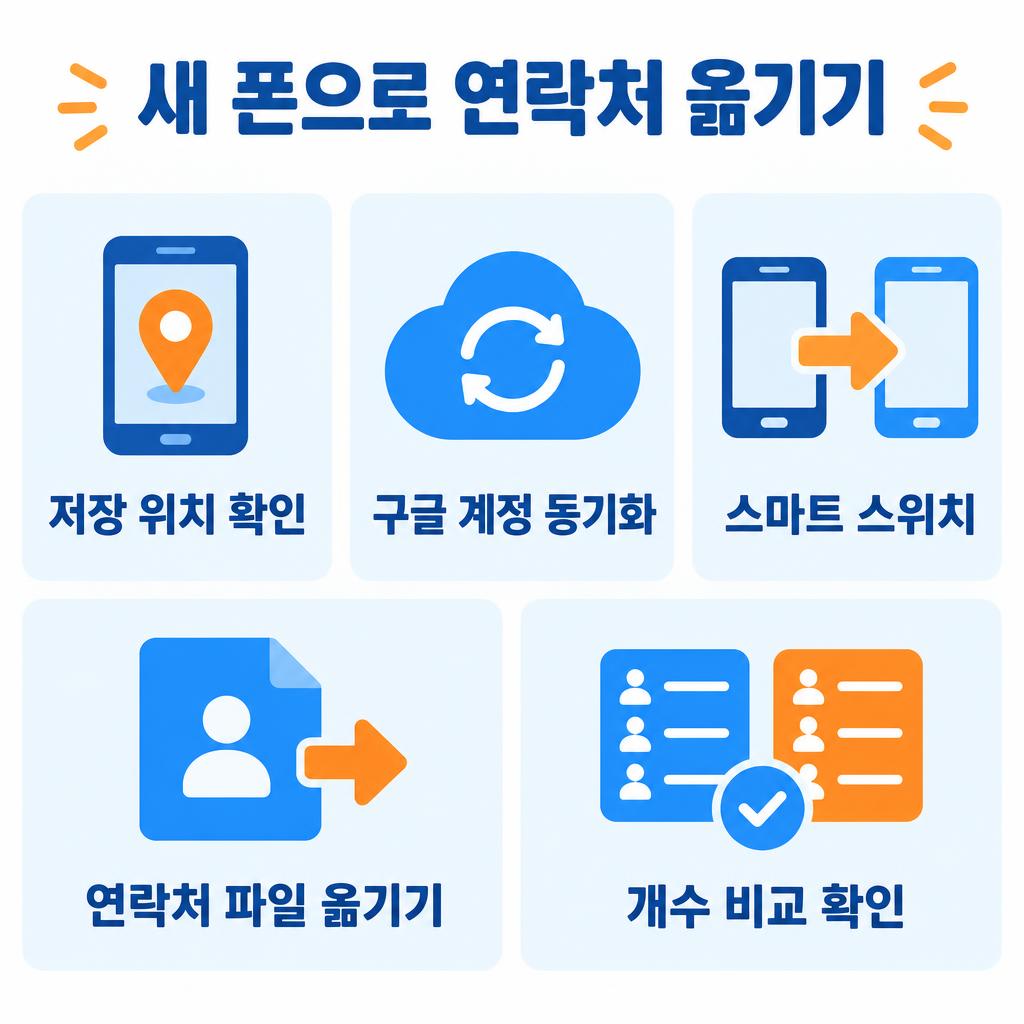 연락처 새 폰으로 옮기는 4가지 방법 인포그래픽