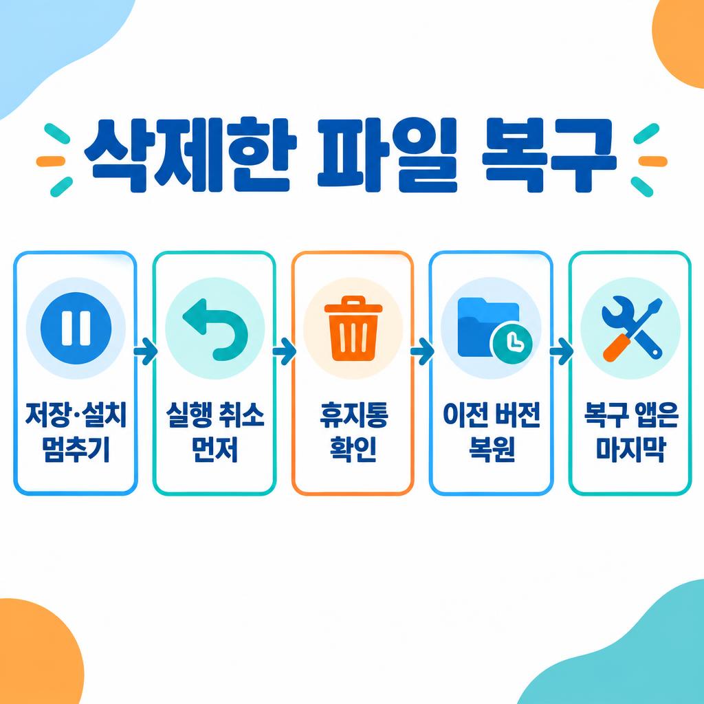 삭제한 파일 복구 4가지 방법 순서 인포그래픽