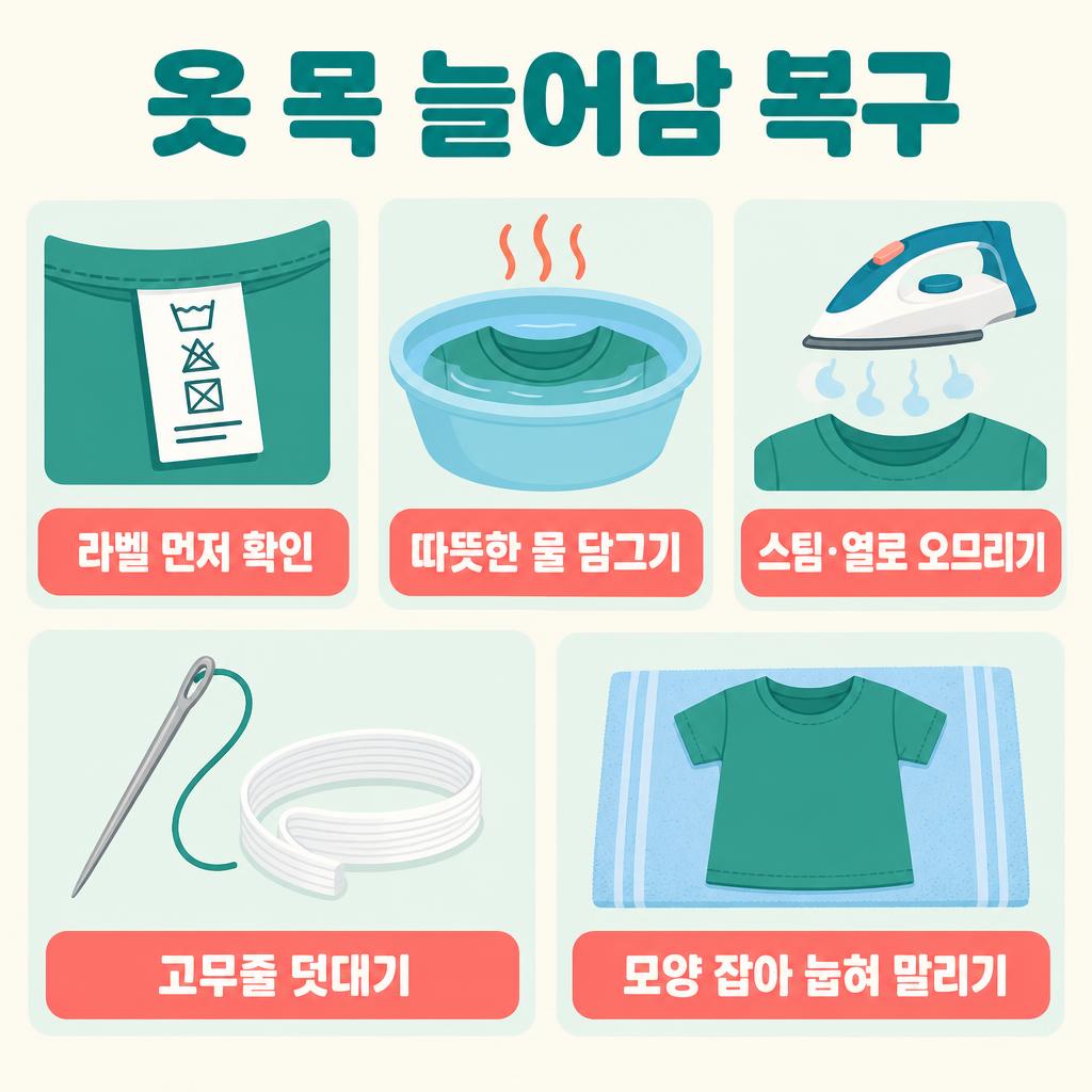 늘어난 옷 목 복구 3가지 방법 인포그래픽
