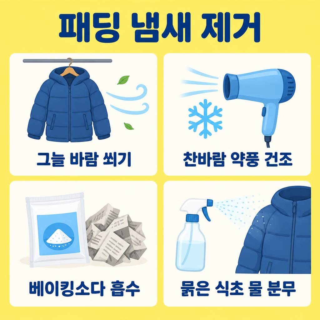 패딩 냄새 제거 4가지 방법 인포그래픽