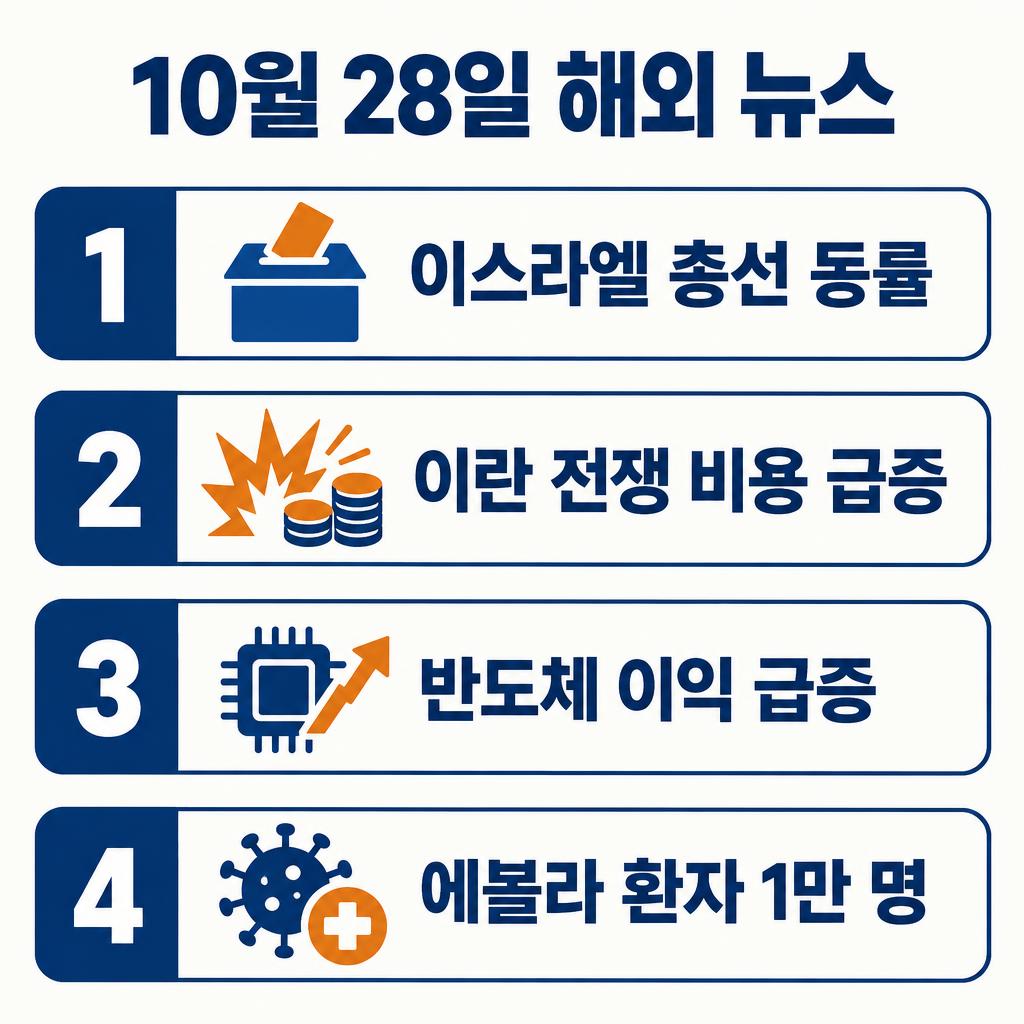 10월 28일 해외 뉴스 20건을 정리한 인포그래픽