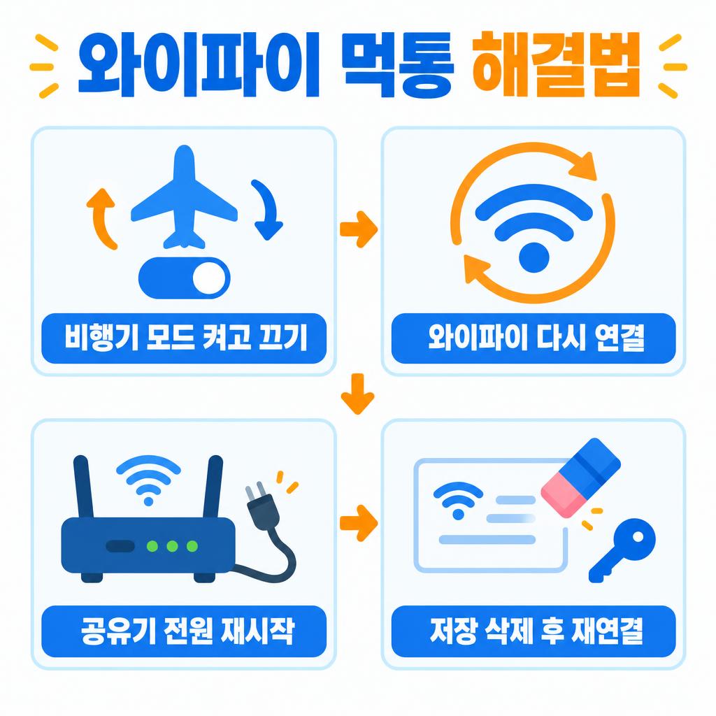 와이파이 연결됐는데 인터넷 안 될 때 4가지 해결법 인포그래픽