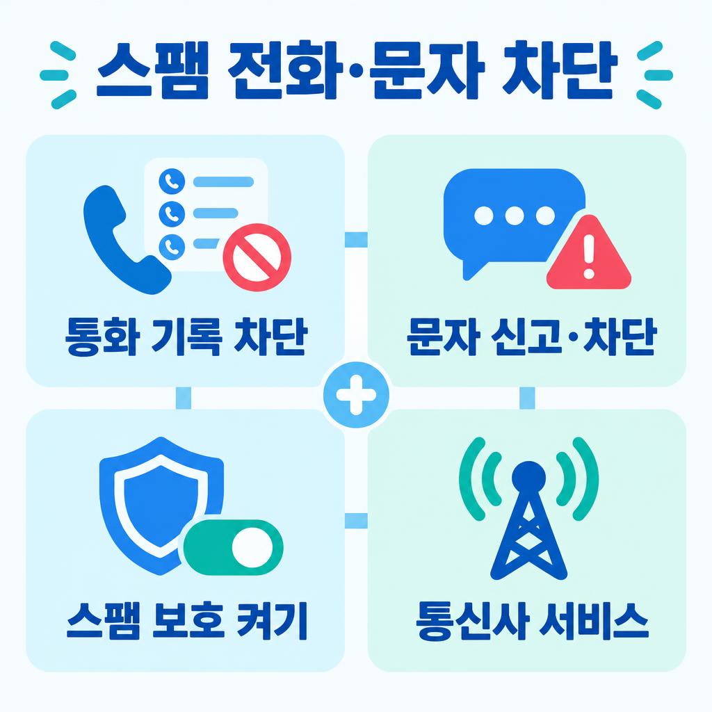 스팸 전화·문자 차단 4가지 방법 인포그래픽